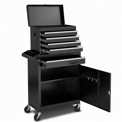 Rolling Tool Chest with Detachable Top Metal Toolbox, Lock Bar, 2-In-1, 11 In. Width, 5 Drawers Tool Cabinet Organizer