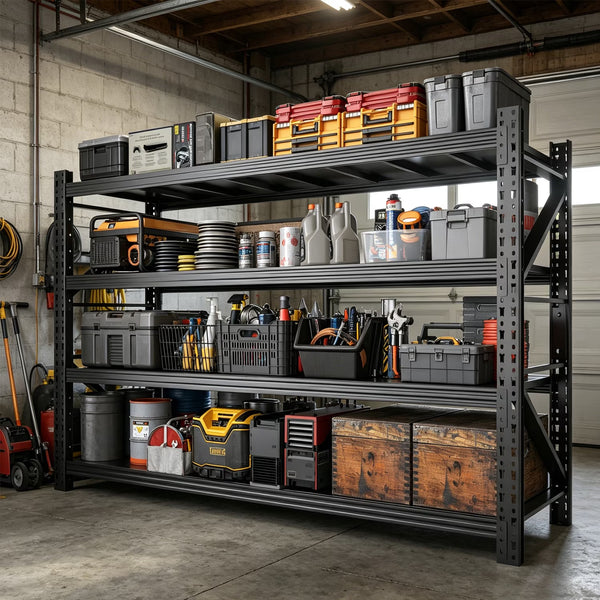 5 Sets Garage Storage Shelves,73"H*48"W*22.4"D Heavy Duty 4-Tier Metal Shelving Unit with Adjustable Shelves Industrial Garage Shelving for Garage Organization & Warehouse Storage