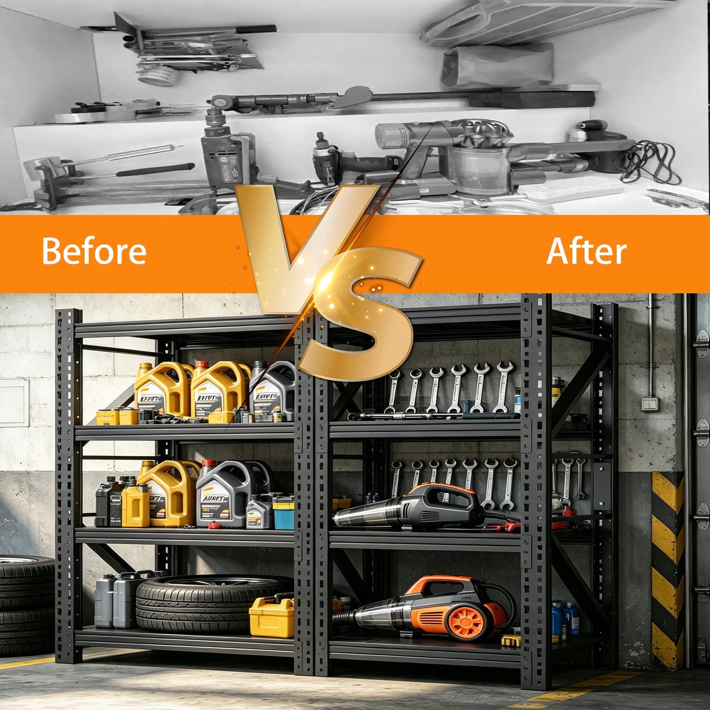 3 Sets Heavy Duty Garage Shelving,73"H 3000LBS Load Capacity Metal Garage Storage Shelves Adjustable Industrial Shelving Unit for Garage,Warsehouse,Workshop