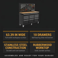 Tool Chest Workbench, 61-Inch Rolling Tool Chest with Wheels, 10 Drawers, Multifunctional Tool Cart Mechanic Tool Storage Cabinet for Garage, Assembled Large Tool Box Storage Cabinet, Black — Results & Stats