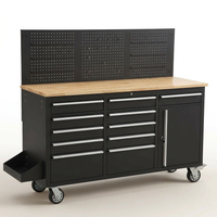 Tool Chest Workbench, 61-Inch Rolling Tool Chest with Wheels, 10 Drawers, Multifunctional Tool Cart Mechanic Tool Storage Cabinet for Garage, Assembled Large Tool Box Storage Cabinet, Black — Studio Shot
