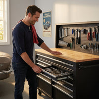 Tool Chest Workbench, 61-Inch Rolling Tool Chest with Wheels, 10 Drawers, Multifunctional Tool Cart Mechanic Tool Storage Cabinet for Garage, Assembled Large Tool Box Storage Cabinet, Black — Lifestyle