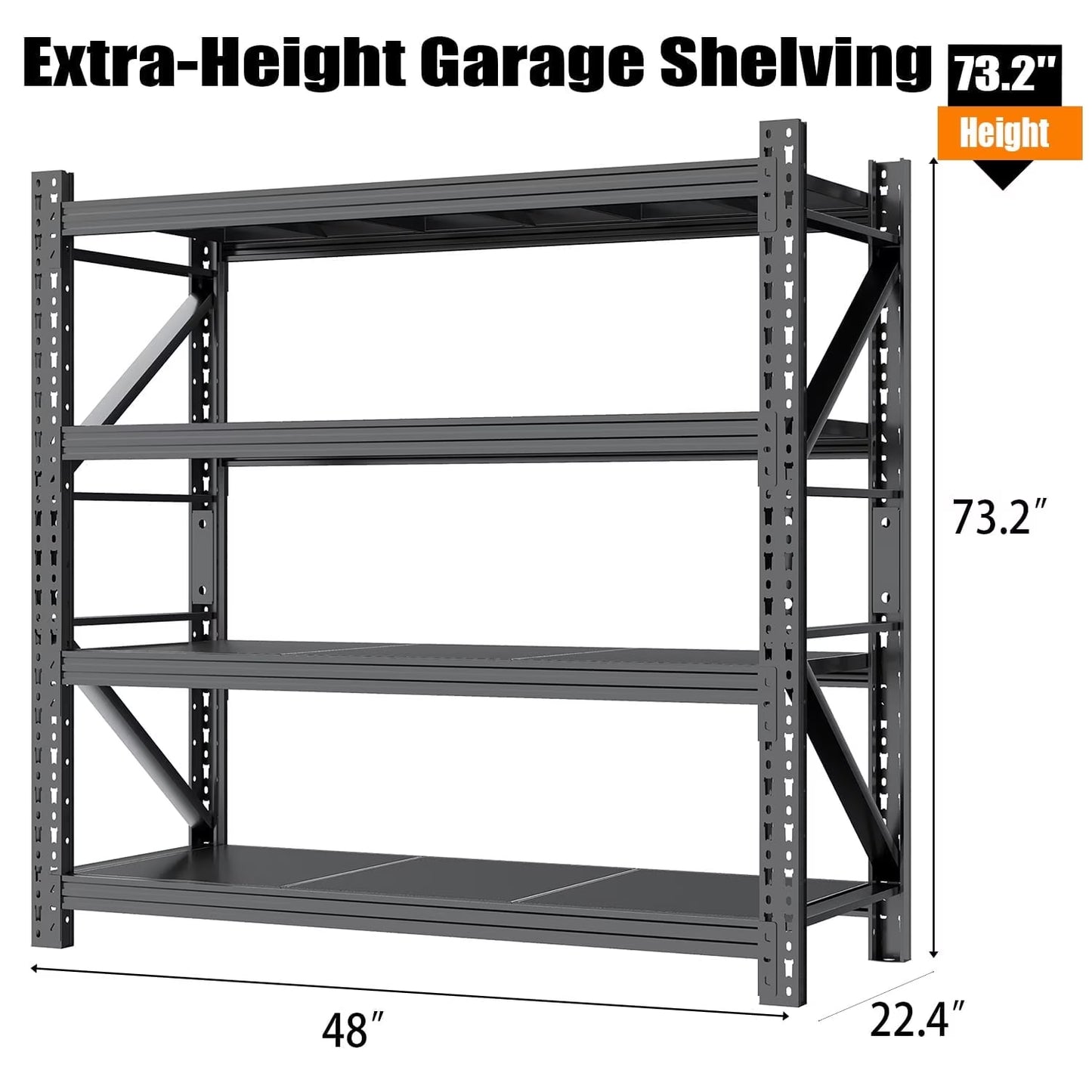 5 Sets Garage Storage Shelves,73"H*48"W*22.4"D Heavy Duty 4-Tier Metal Shelving Unit with Adjustable Shelves Industrial Garage Shelving for Garage Organization & Warehouse Storage