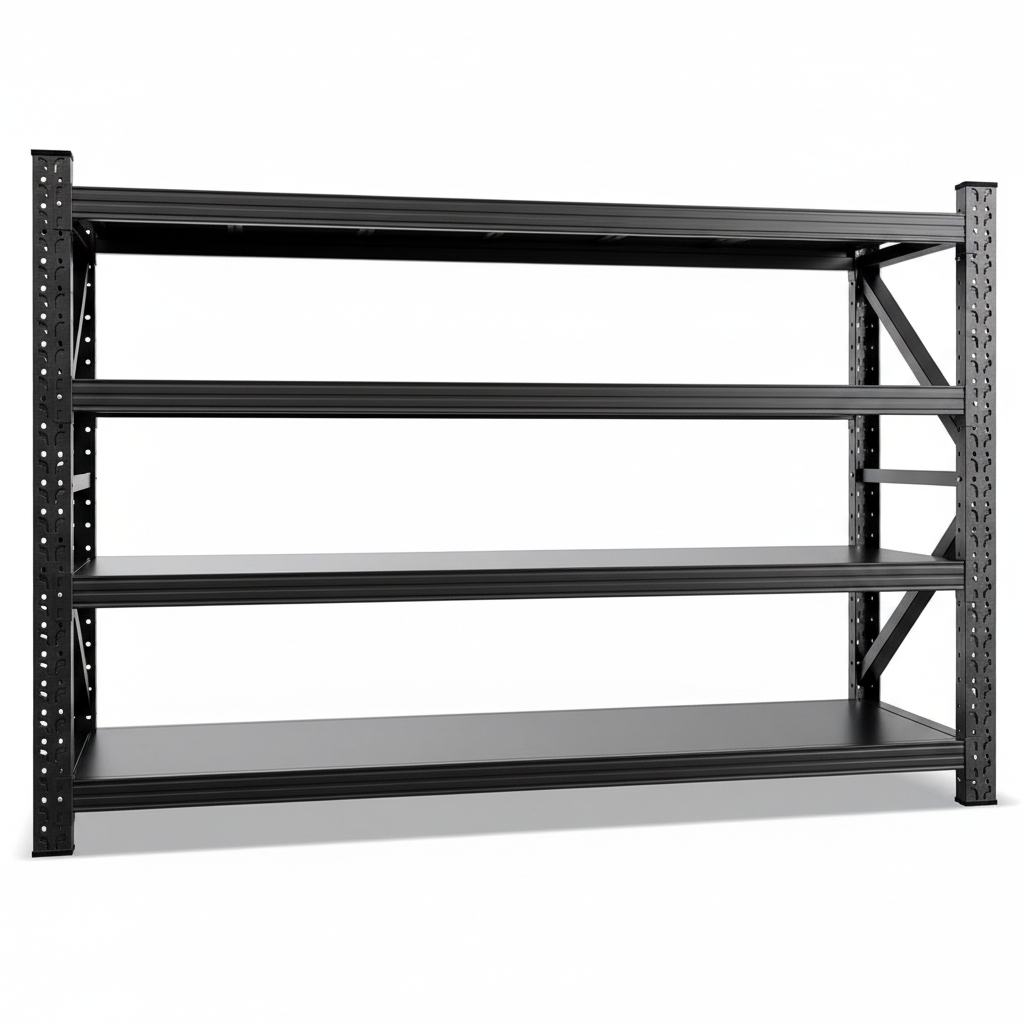 8000LBS Heavy Duty Storage Shelves, 4 Tier Adjustable Garage Shelving Unit, Heavy Duty Metal Shelving for Garage, Basement, Warehouse, Storage Room, Garage Storage Shelves, 79" W X 24" D X 74" H Black